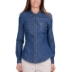 CAMICIA IN JEANS CON INSERTO PIZZO, BLU