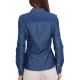 CAMICIA IN JEANS CON INSERTO PIZZO, BLU