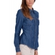 CAMICIA IN JEANS CON INSERTO PIZZO, BLU