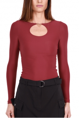 TOP MANICA LUNGA CON CUT OUT, BORDEAUX