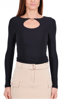 TOP MANICA LUNGA CON CUT OUT, NERO