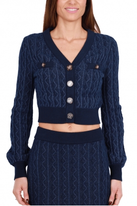 CARDIGAN CORTO A TRECCE, BLU