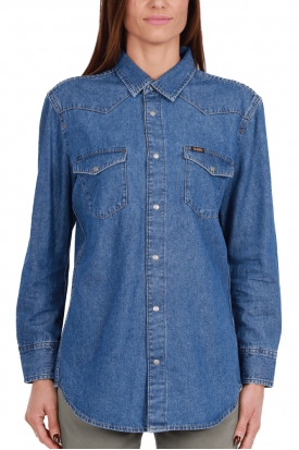 CAMICIA JEANS DONNA, BLU