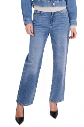 JEANS DONNA STRAIGHT FIT IN TELE DENIM DELAVÈ, BLU