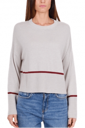 MAGLIA DONNA GIROCOLLO LANA CASHMERE, GHIACCIO