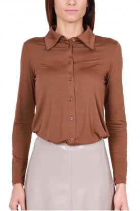 CAMICIA DONNA IN JERSEY, MARRONE