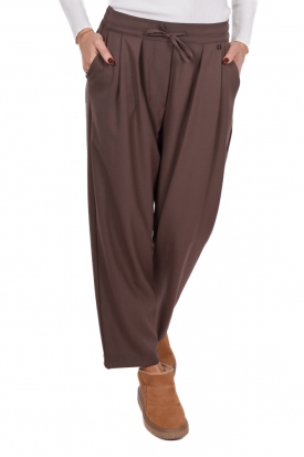 PANTALONE BAGGY CON ELASTICO IN VITA, MARRONE