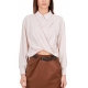 CAMICIA CROPPED IN TESSUTO FLUIDO, BEIGE