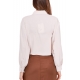 CAMICIA CROPPED IN TESSUTO FLUIDO, BEIGE