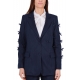 GIACCA BLAZER GESSATA CON FIOCCHI, BLU