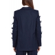 GIACCA BLAZER GESSATA CON FIOCCHI, BLU